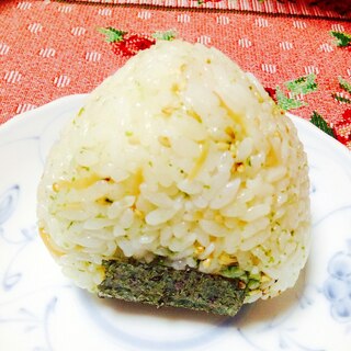 ナメタケと青海苔と胡麻のおにぎり